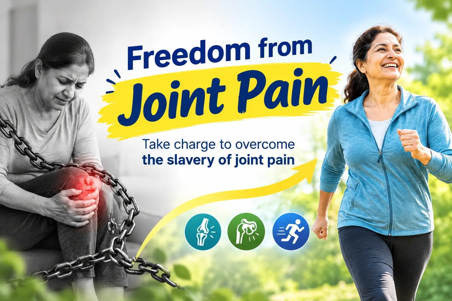 Senior couple walking freely in a park on Gandhi Jayanti, representing freedom from joint pain, Center for Sports Injury Delhi
