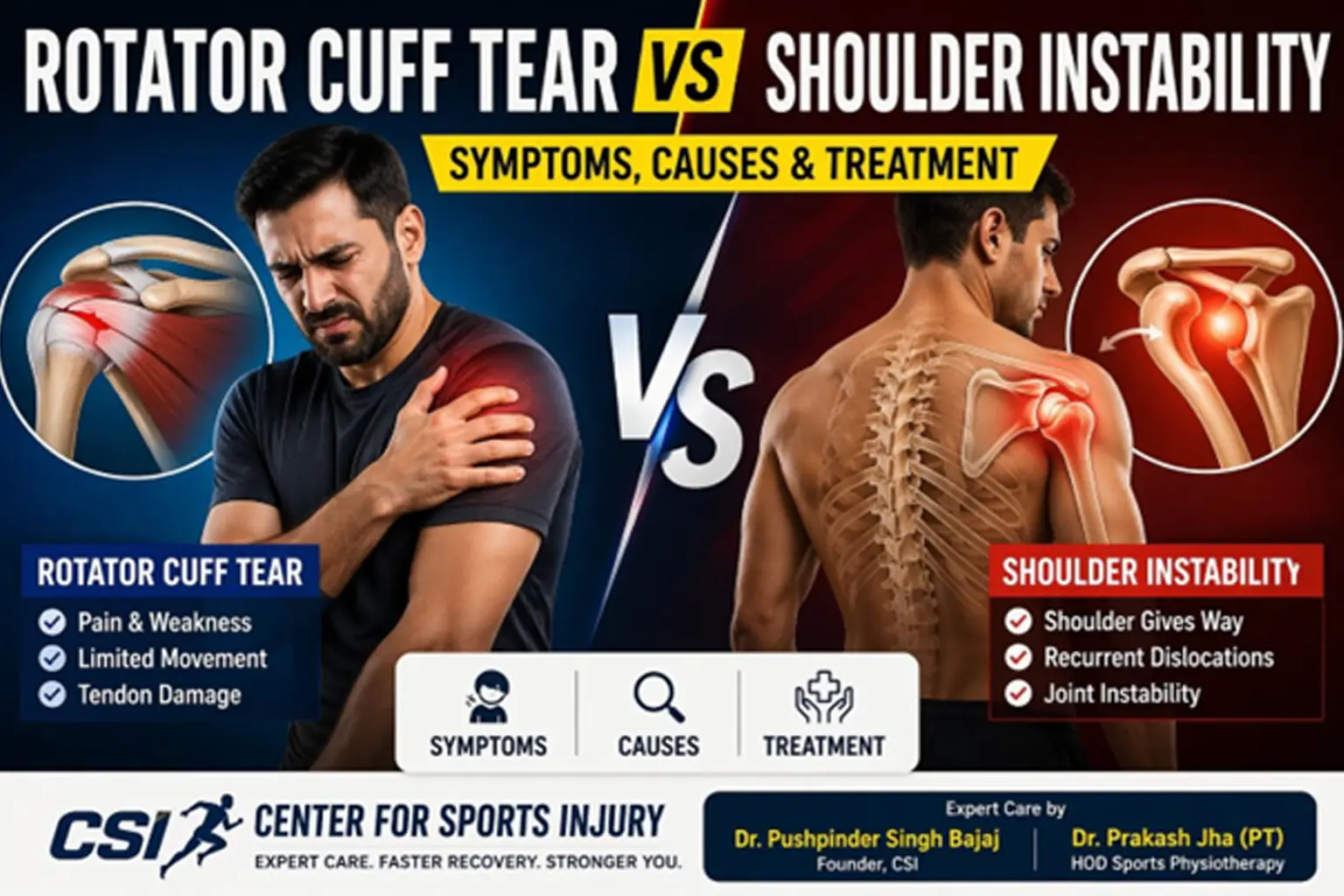 Rotator Cuff Tear vs Shoulder Instability: Symptoms, Causes & Treatment