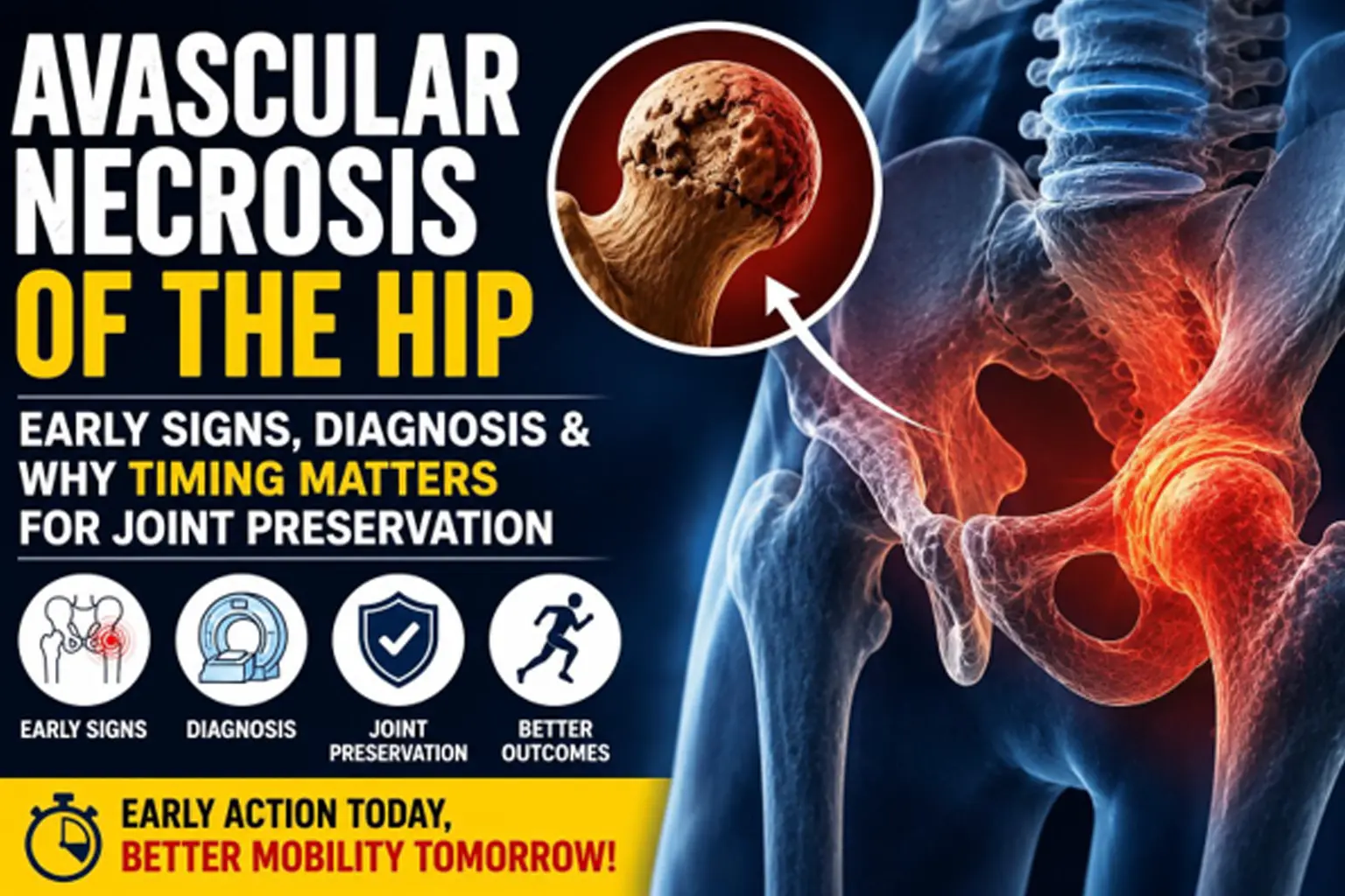 Avascular Necrosis of the Hip: Early Signs, Diagnosis, and Why Timing Matters for Joint Preservation